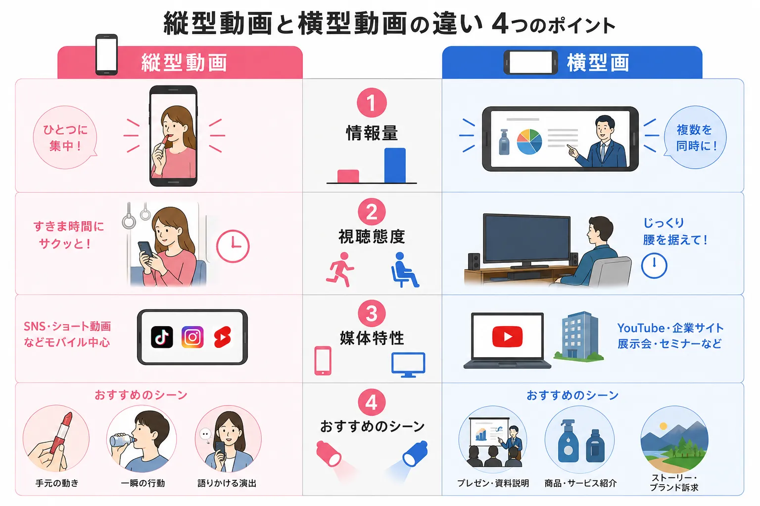 縦型動画と横型動画の違い 4つのポイント